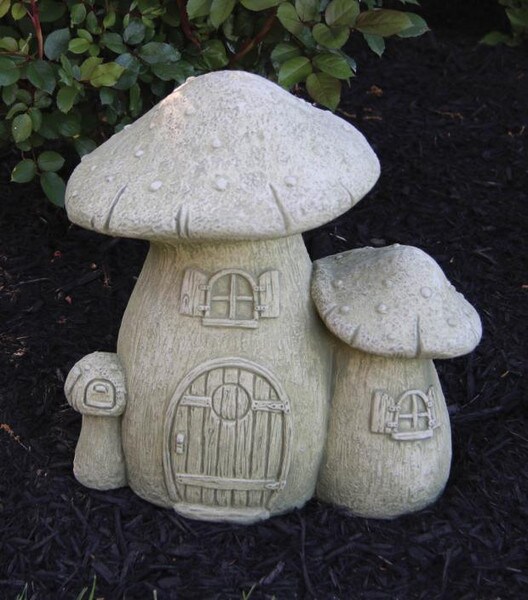 Sculpt Cottage Mushrooms stone Statue House Garden Statuary Cement